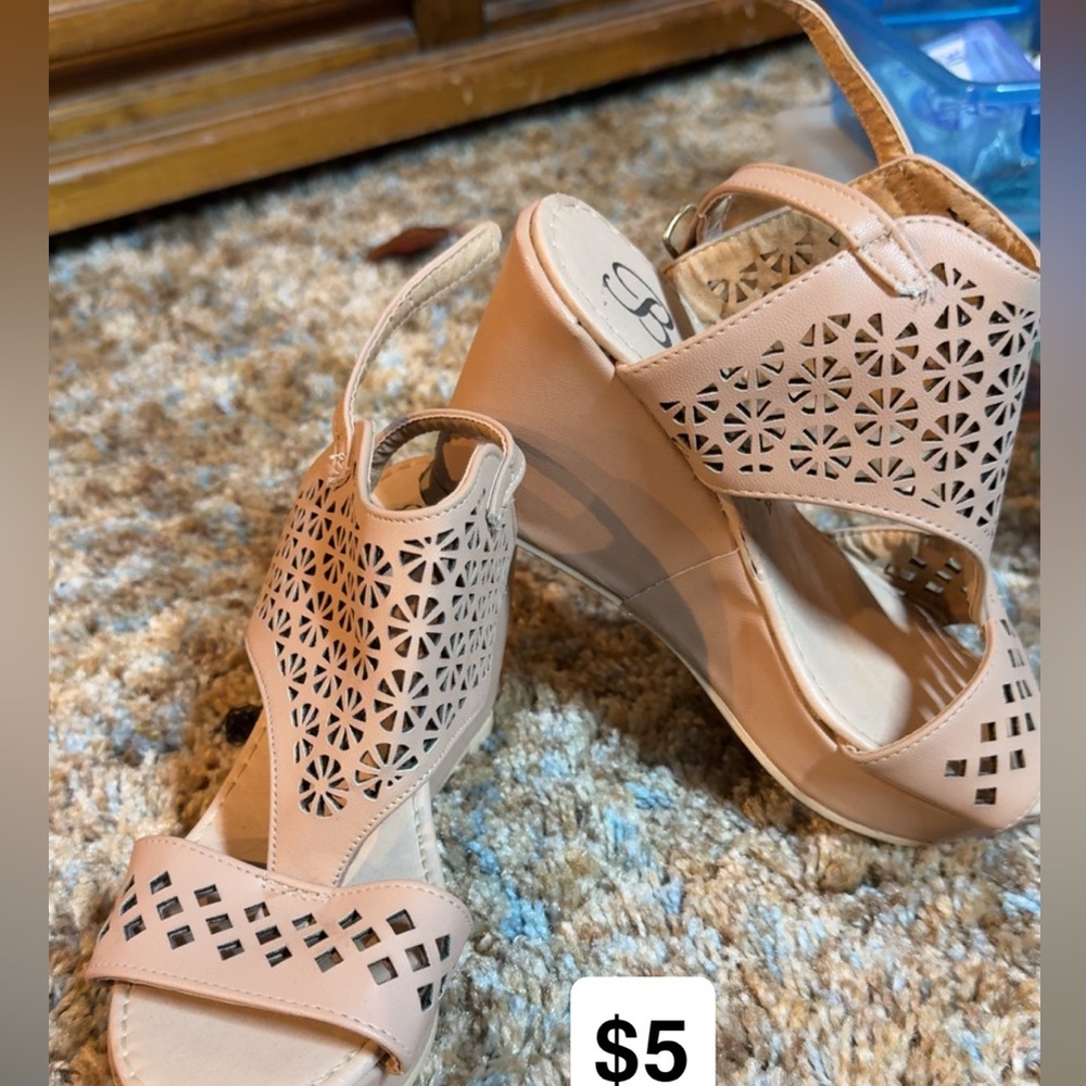 Stylish Beige Wedge Sandals